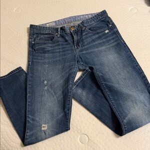 GAP Slouchy Skinny Distressed Blue Jeans